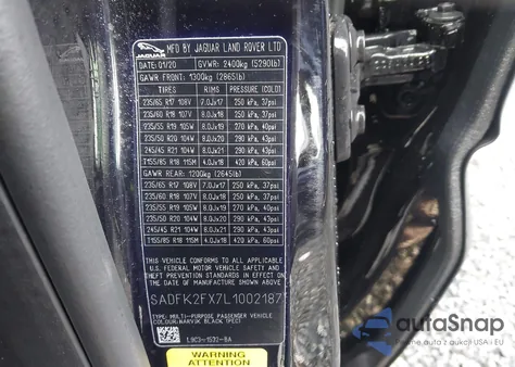 2020 Jaguar E-Pace P250 Awd Automatic from USA, damaged, VIN SADFK2FX7L1002187